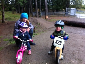 Wendy with Tycho and Tessa at the BMX track